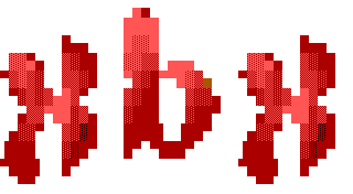 the letters xbx in pink puffy retro-looking font, made with an ansi text generator